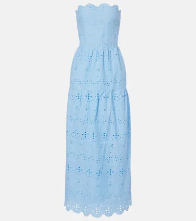 Melissa Odabash Sophie Broderie Anglaise Cotton Maxi Dress In Blue