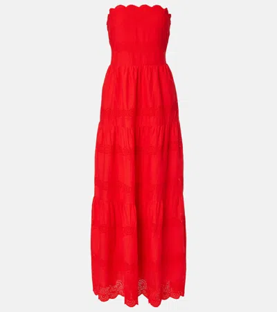Melissa Odabash Sophie Broderie Anglaise Cotton Maxi Dress In Red