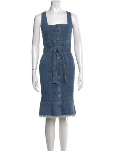 Pre-owned Melissa Odabash Square Neckline Knee-length Dress In Blue