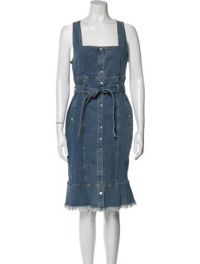 Pre-owned Melissa Odabash Square Neckline Midi Length Dress In Blue