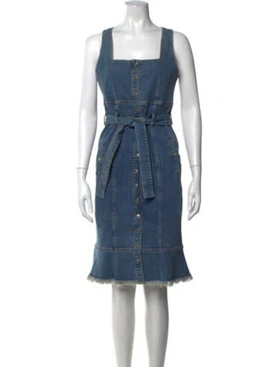 Pre-owned Melissa Odabash Square Neckline Midi Length Dress In Blue
