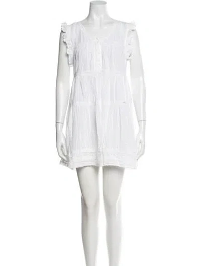 Pre-owned Melissa Odabash Square Neckline Mini Dress In White