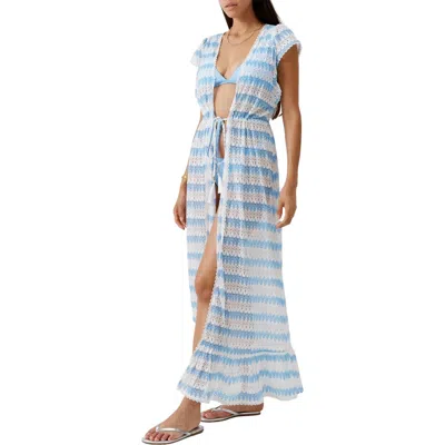 Melissa Odabash Stevie Open Stitch Cover-up Maxi Dress In Blue