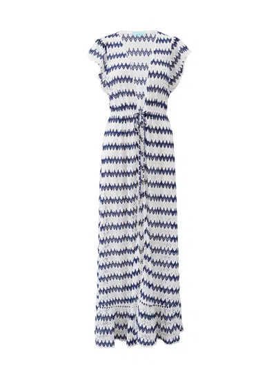 Melissa Odabash Stevie White/marine Kaftan In Multi