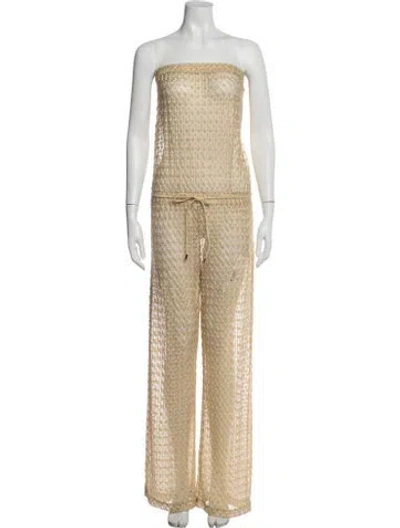 Pre-owned Melissa Odabash Strapless Jumpsuit In Gold