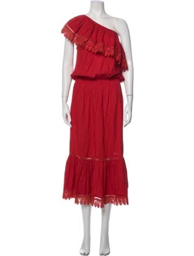 Pre-owned Melissa Odabash Strapless Midi Length Dress In Red
