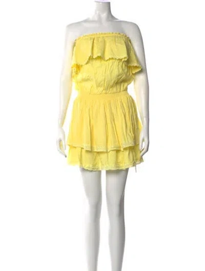 Pre-owned Melissa Odabash Strapless Mini Dress In Yellow