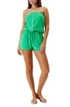 Melissa Odabash Strapless Terry Cloth Cover-up Romper In Green