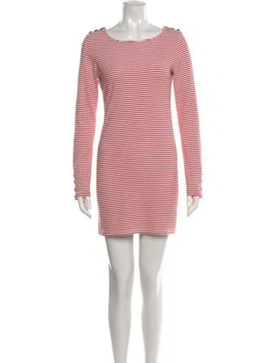 Pre-owned Melissa Odabash Striped Crew Neck Top In Red
