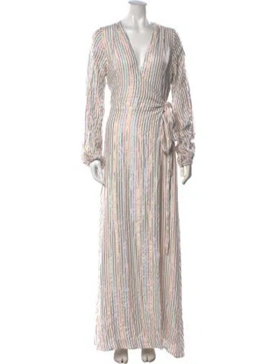 Pre-owned Melissa Odabash Striped Long Dress In White
