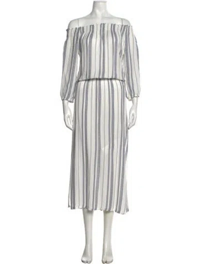 Pre-owned Melissa Odabash Striped Long Dress In White