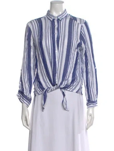 Pre-owned Melissa Odabash Striped Long Sleeve Button-up Top In Multi