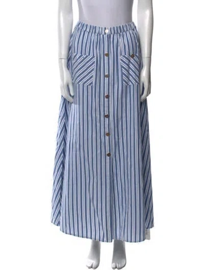 Pre-owned Melissa Odabash Striped Midi Length Skirt In Blue