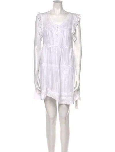Pre-owned Melissa Odabash Striped Mini Dress In White