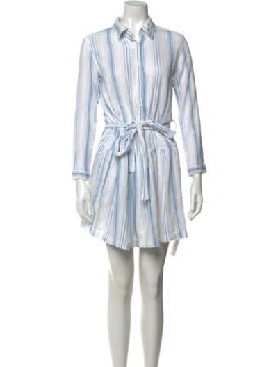 Pre-owned Melissa Odabash Striped Mini Dress In White