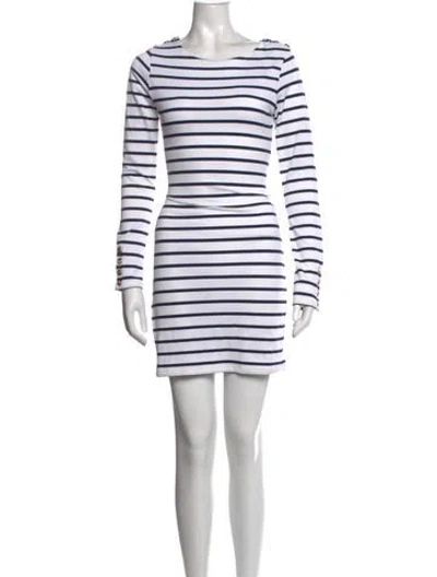 Pre-owned Melissa Odabash Striped Mini Dress In White