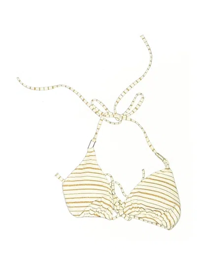 Pre-owned Melissa Odabash Swimsuit Top Gold Stripes Pattern Swimwear