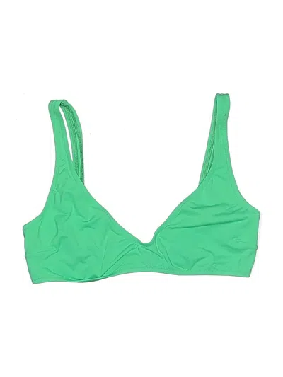 Pre-owned Melissa Odabash Swimsuit Top Green Solid Pattern Swimwear