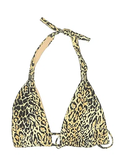 Pre-owned Melissa Odabash Swimsuit Top Tan Animal Print Pattern Swimwear In Brown