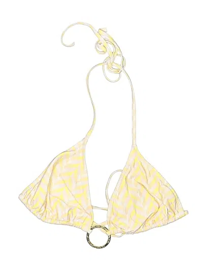 Pre-owned Melissa Odabash Swimsuit Top Yellow Checkered/gingham Pattern Swimwear