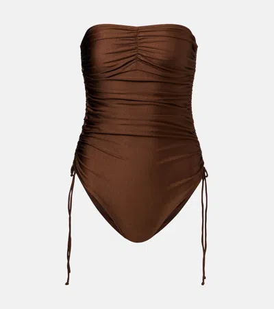 Melissa Odabash Sydney Bandeau Swimsuit In Brown
