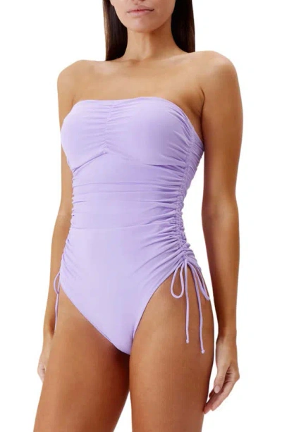 Melissa Odabash Sydney Ruched Strapless One-piece Swimsuit In Lavender