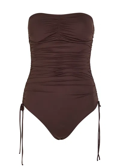 Melissa Odabash Sydney Ruched Swimsuit In Brown