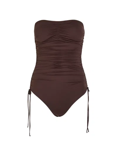 Melissa Odabash Sydney Ruched Swimsuit In Brown