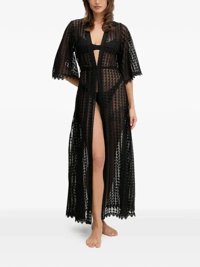 MELISSA ODABASH TALI LACED BELTED KAFTAN