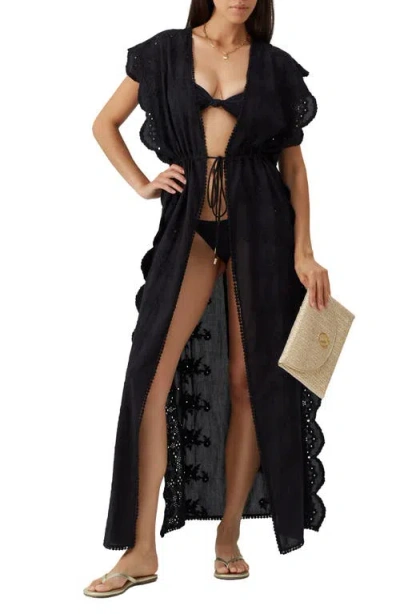 Melissa Odabash Talitha Eyelet Embroidered Cover-up Dress In Black