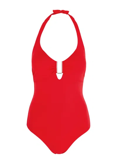 Melissa Odabash Tampa Halterneck Swimsuit In Red