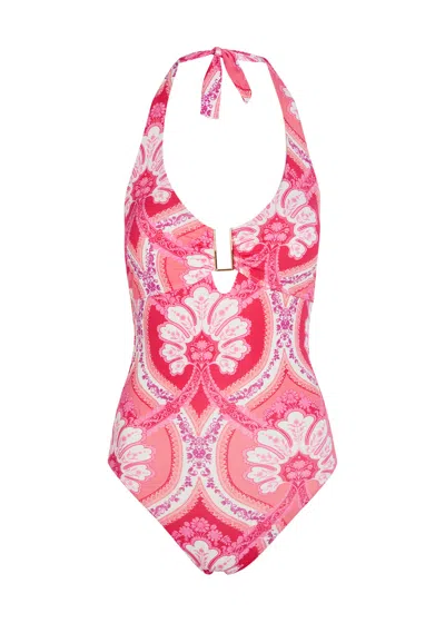 Melissa Odabash Tampa Printed Halterneck Swimsuit In Multi