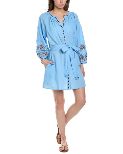 Melissa Odabash Tania Linen-blend Mini Dress In Blue