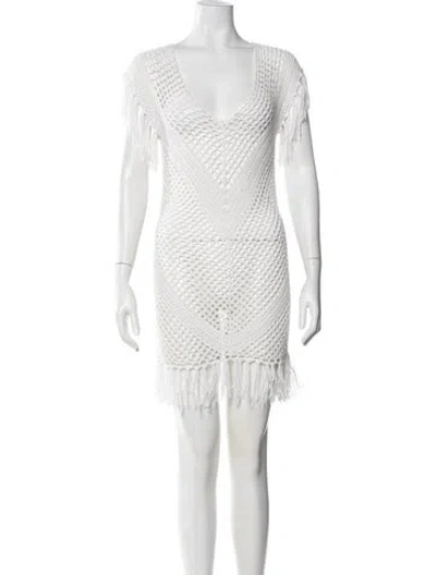 Pre-owned Melissa Odabash Tassel Accents Cover-up In Neutral