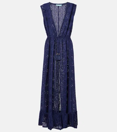 Melissa Odabash Tessa Broderie Anglaise Cotton Beach Dress In Blue