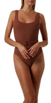 Melissa Odabash Texas Ribbed Swimsuit In Coco In Brown