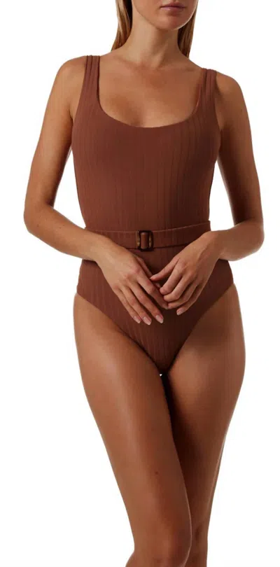 Melissa Odabash Texas Ribbed Swimsuit In Coco In Brown