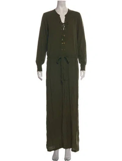 Pre-owned Melissa Odabash Tie Neck Long Dress In Green