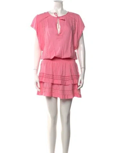 Pre-owned Melissa Odabash Tie Neck Mini Dress In Pink