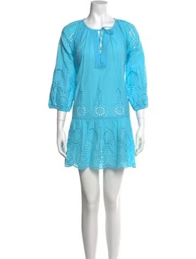 Pre-owned Melissa Odabash Tie Neck Mini Dress W/ Tags In Blue