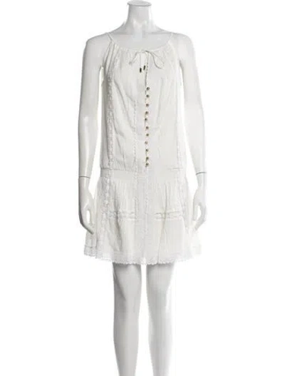 Pre-owned Melissa Odabash Tie Neck Mini Dress W/ Tags In Neutral
