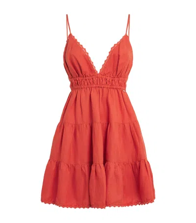 Melissa Odabash Tiered Dulcie Mini Dress In Orange