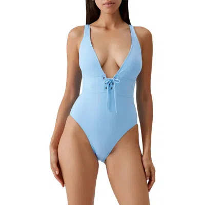 Melissa Odabash Tortuga Lace-up One-piece Swimsuit In Blue