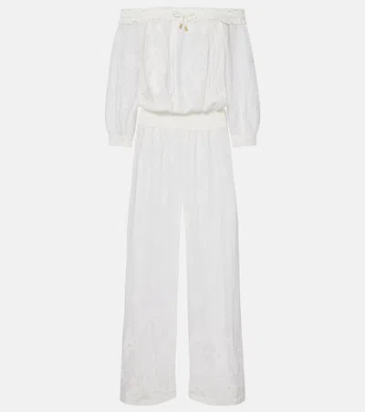 Melissa Odabash Tully Crochet Cotton-blend Jumpsuit In White