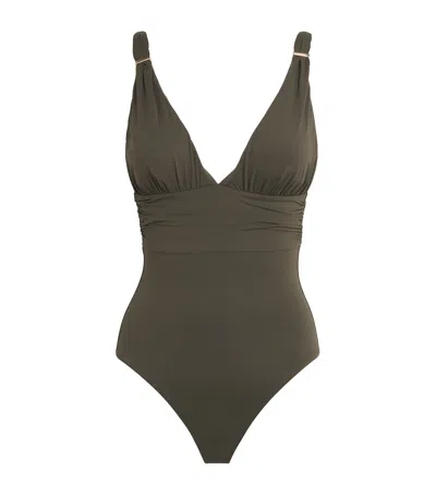 Melissa Odabash V-neck Panarea Swimsuit In Green