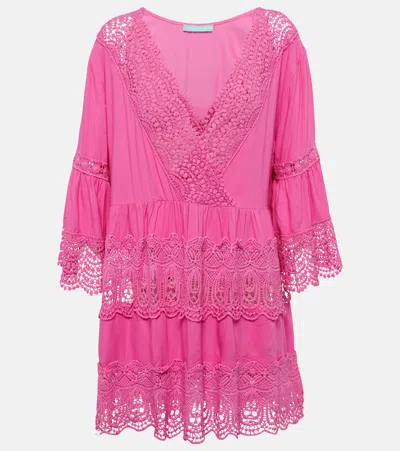 Melissa Odabash Vanessa Embroidered Cotton Mini Dress In Pink