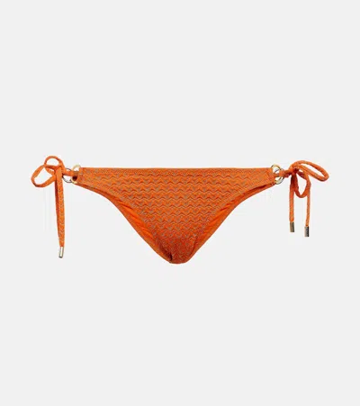 Melissa Odabash Venice Embellished Bikini Bottoms In Apricot Zigzag