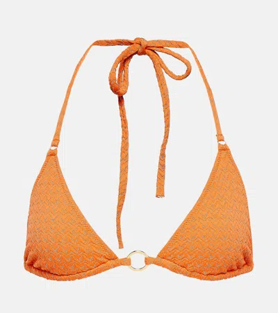 Melissa Odabash Venice Embellished Bikini Top In Apricot Zigzag