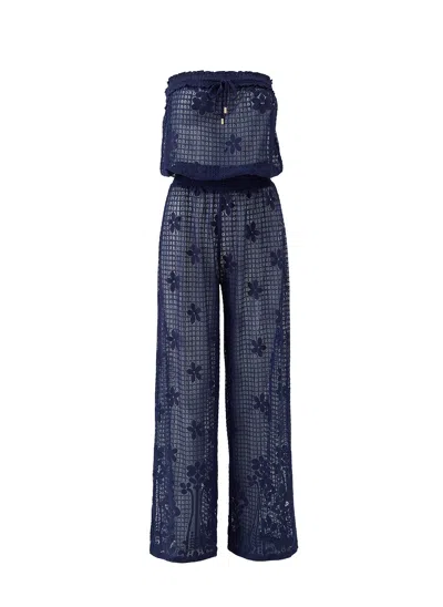 Melissa Odabash Viv Navy Jumpsuit In Blue