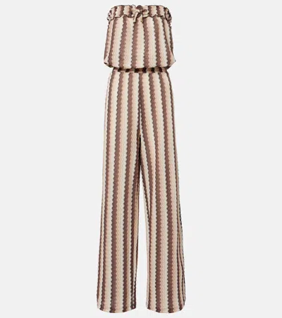 Melissa Odabash Viv Striped Jumpsuit In Brown
